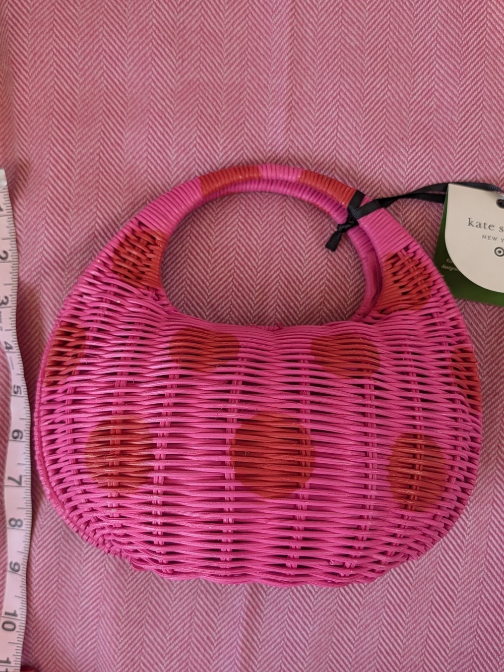 Kate Spade For Target Wicker pink woven polka dot mini handbag. NWT